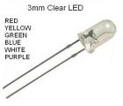 3mm, Clear Body, 6 Assorted Color LEDs with Resistors 