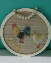  Beautiful Resin Rooster/Chicken Round Wall Plaque