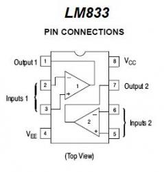 LM833 Low Noise, Audio Dual Op Amp IC - DIP-8